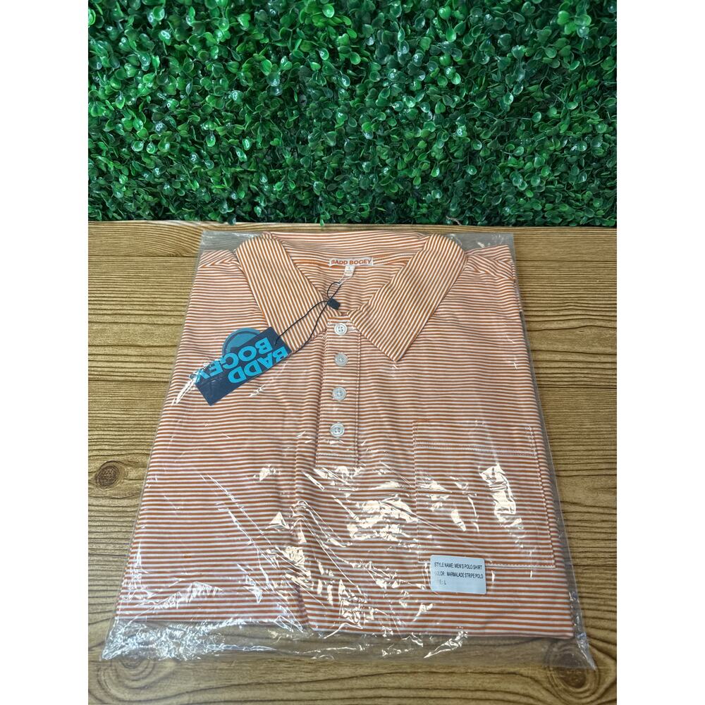 NWT Badd Bogey Mens Golf Polo Shirt Marmalade Sz L Mens New Gift  Size Large